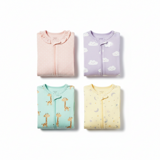 Baby Girls' 4-Pack Sleep 'N Play Footies Multi Pack